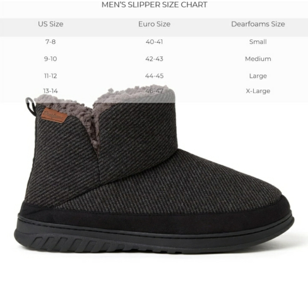 New Dearfoams mens James Woven Indoor/Outdoor Memory Foam Boot Slipper Small 7/8 - Picture 8 of 8